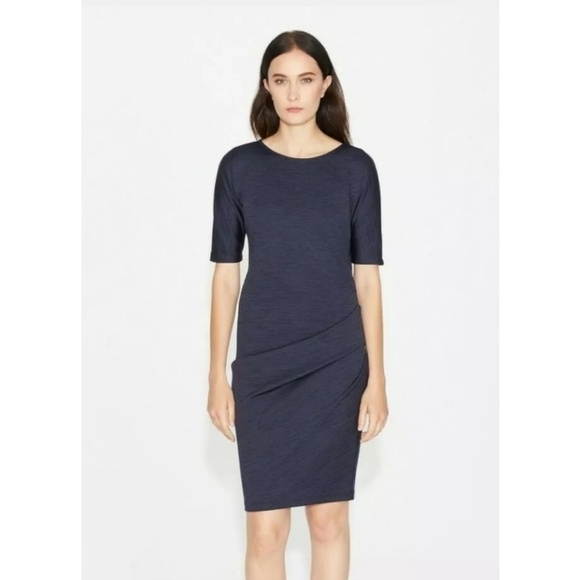 Halston Heritage Ponte Side Pleat Dress - Picture 1 of 8